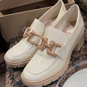 Dolce Vita Cream Loafers with Tan Detail
